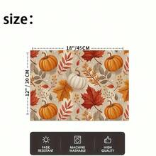 1/4/6pcs Autumn Series Full Print Pumpkin & Maple Leaf Pattern Placemats, Heat Resistant Table Mat For Home Kitchen/Dining Table Protection, Party Scene Decoration - Multicolor - View 6