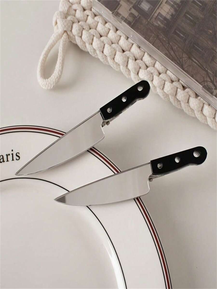 2pcs Creative Kitchen Utensil Shaped Hair Clips, Punk Gothic Style Hair Accessories, Unique Hair Clips, Suitable For Daily Wear And Halloween - Multicolor - View 1