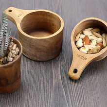4 Pieces Wooden Measuring Cup And Spoon Set - Handmade For Baking, Cooking, Coffee, Tea And Dry Ingredients - Includes Spoons With Hanging Holes - Multicolor - View 9