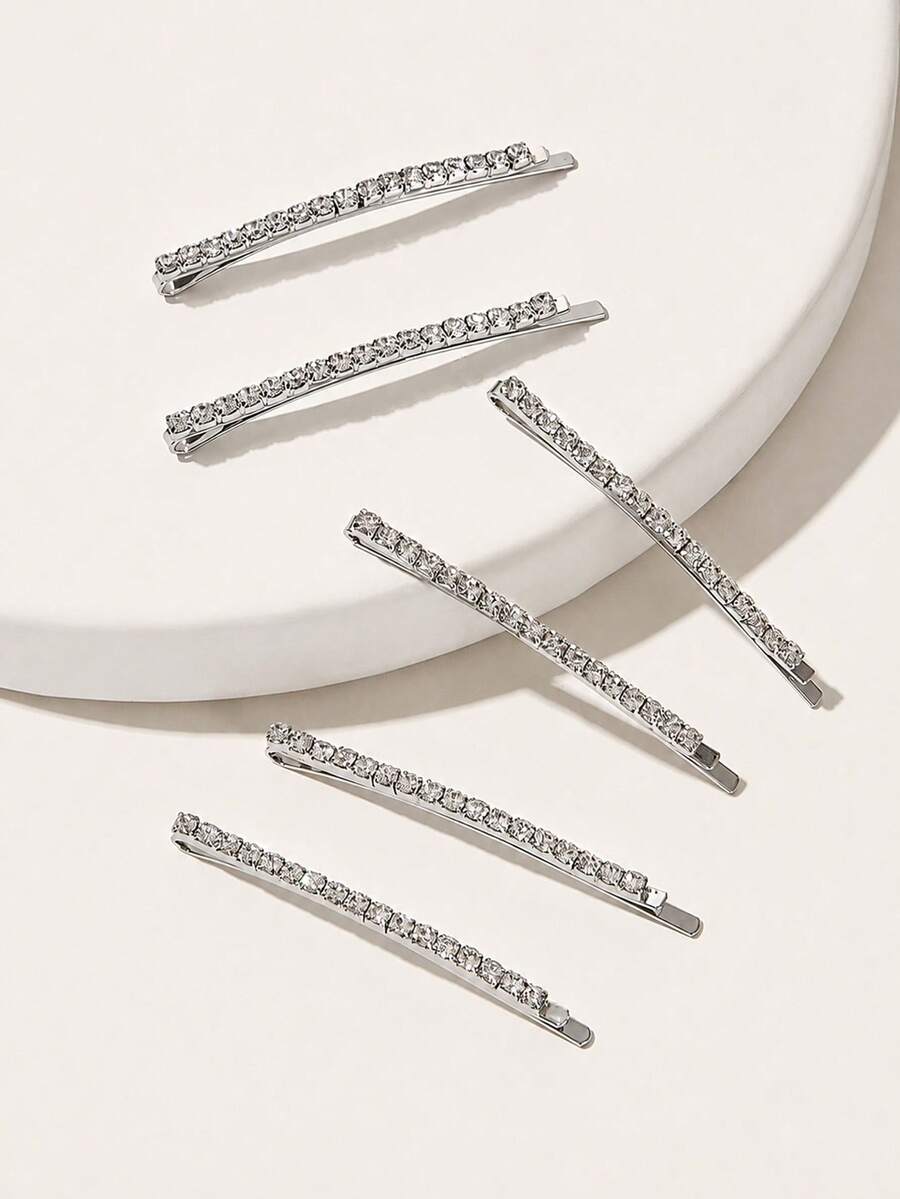 Hair Clips - Silver (6 Pcs) - Silver - View 1