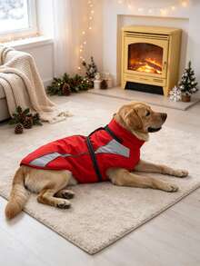 Metglad Dog Winter Coat, All‑In‑One Harness Pet Cold‑Weather Jacket, Night Reflective Dog Snow Coat, Fleece‑Lined Belly‑Protection Outdoor Vest For Small Medium Large Dogs - Red - View 6