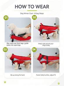 Metglad Dog Winter Coat, All‑In‑One Harness Pet Cold‑Weather Jacket, Night Reflective Dog Snow Coat, Fleece‑Lined Belly‑Protection Outdoor Vest For Small Medium Large Dogs - Red - View 8