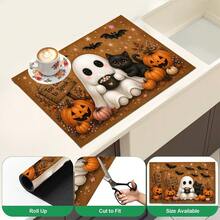 1pc Ghost Pumpkin Pattern Kitchen Absorbent Drying Mat, Halloween Fun Horror Style, Suitable For Halloween, Autumn Kitchen Countertop, Dining Table, Coffee Machine And Party Decoration - Multicolor - View 6