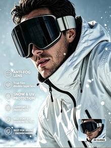 Large Frame Full-Coverage Double-Layer Anti-Fog Ski Goggles, Frameless Design With Detachable Lenses, Unisex - Suitable For Winter Skiing, Snowboarding, Outdoor Sports, Professional Grade Ski Glasses, Couple Style - Double-Layer Foam For Comfortable And Breathable Wear, Includes Portable Goggle Case - A - View 3