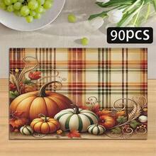 1/4/6pcs Autumn Series Plaid Pumpkin Vintage Pattern Printed Placemats, Heat-Resistant Table Mats For Home Kitchen/Kitchen Table Protection, Party Scene Decoration - Multicolor - View 14
