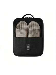 1pc Shipped High-Capacity Travel Shoe Bag - Fits 3 Pairs Of Shoes, Durable And Breathable Storage With Comfortable Black Handle, Sturdy Hanging Organizer With Multiple Compartments, Designed To Save Suitcase Space, For Socks And Other Items - View 10