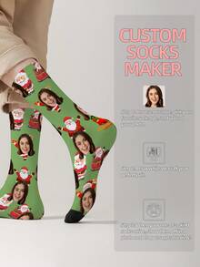 1 Pair Customized Face Pattern Socks, Personalized Photo Socks, Custom Printed Socks, Funny Face Socks, Custom Pattern Socks, Print Any Face Pattern On Socks, Anniversary Gift, Valentine's Day Gift, Unique Birthday Gift, Customized Collectible Gift - Multicolor - View 10