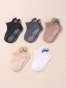 6/12/24 Pairs Vehicle Multi-Pattern Non-Slip Stay-On Socks, Boys Toddler Walkers, Soft Breathable Stretchy,0-36M Fall Winter,Baby Socks,Non-Slip Socks - Multicolor - View 2
