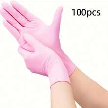 4/50/100pcs Pink Disposable Nitrile Gloves, Latex-Free Powder-Free Waterproof Anti-Static Protective Gloves, Suitable For Kitchen Cleaning, Hair Dyeing, Beauty Salon, Pet Care And Home Multi-Purpose (Bagged) - Baby Pink - View 12
