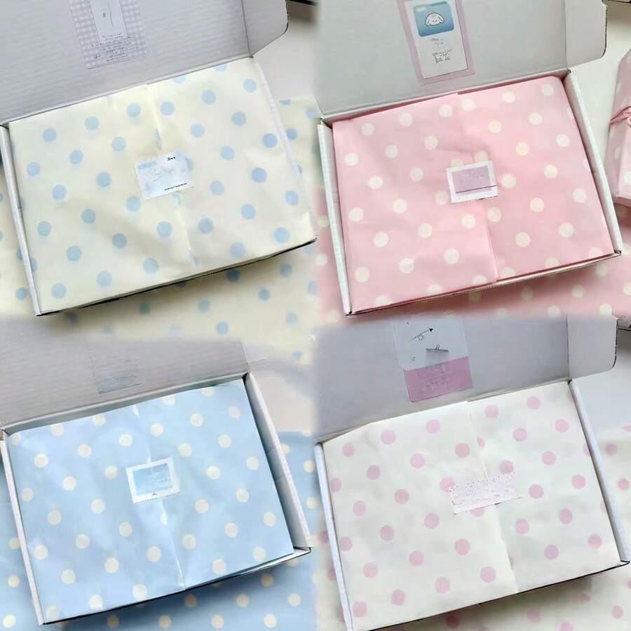 Korean Ins Polka Dot Tissue Paper, Dopamine Color Dot Wrapping Paper, Large Size Gift Packaging Paper, DIY Bouquet Package Paper For Small Business Boutique Packing Supplies - A - View 1