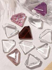 40pcs Heart, Star, Bear Shaped Glass Nail Polish Color Card Display Stickers, Transparent Nail Polish Bottle Color Display Stickers, Suitable For Nail Polish Color Card Display Tools - Clear - View 5