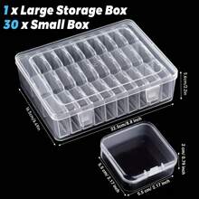 31-Piece Set, 1 Large Box + 30 Small Boxes, Transparent Plastic Storage Box, With Multiple Small Storage Boxes - Bead Storage Box - With Hinged Lid, Rectangular Plastic Material, Convenient For Organizing Beads - Very Suitable For DIY Jewelry Crafts - 30 Transparent Small Boxes + 1 Large Box - View 11