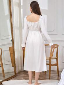 Women's New Spring/Autumn Pure Cotton Long Sleeve Pajamas, Can Be Worn As Loungewear - White - View 2