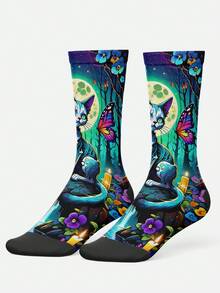 Cool 360° Printed Men's Socks - Streetwear Socks,Flower Skull Dog,Halloween,Gothic,Colorful,Funny Socks, Fit Daily, Holiday & Party Occasions - Multicolor - View 3
