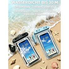 Wasserdichte Handy-Tasche, hochtransparenter PVC-Material, geeignet für Schwimmen, Tauchen und Strandurlaub. In Schwarz und Blau erhältlich, kompatibel mit Handys unter 7,2 Zoll. - Blau + Schwarz - Übersicht 6