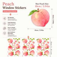 69pcs/3sheet Peach Stickers, Multiple Pink Peach Glass Stickers, Window Stickers, Glass Stickers, Three Sizes, Fruit Stickers, Gift Window Stickers, Fruit Stickers, Wall Window Door Mural Display Decal Stickers, 3 Sheets - Pattern - View 8