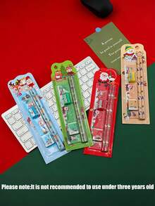 8 Sets Christmas Pencil Drawing 5-In-1 Eraser Pencil Stationery Combo Prize Christmas Gift, Multi-Functional Pencil, Ruler And Eraser School Set, All-In-One Stationery Bag, School Supplies, Birthday And Holiday Gift, Back To School Essential - Holiday Gift Competition Prize Reward (Random Color) - Multicolor - View 9