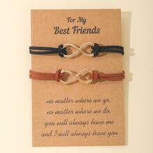 2pcs Fashionable Versatile Alloy 8-Figure Infinity Symbol Friendship Couple Bracelets, Suitable For Valentine's Day And Daily Wear Accessories - Black and Red - View 9