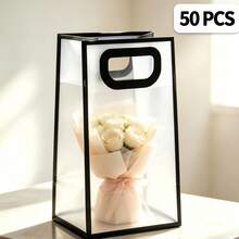 White Pink Black Souvenir Transparent Frosted Gift Tote Bag 1pc/5pcs/10pcs - Size - View 12
