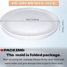 19.69in Large Diameter Round Epoxy Resin Tabletop Silicone Mold, DIY Ocean Beach Landscape Round Table Coffee Table Casting Mold, Flexible Foldable Easy Demolding, Handmade Resin Art Tabletop Making Tool - 19.69in River Table Silicone Mold - View 7