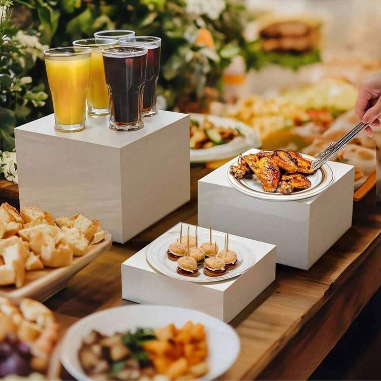 Senmeo 6pcs Acrylic Hollow Base Buffet Trays - Acrylic Food Display Stands | Christmas Desserts/Jewelry/Party Gift Storage - View 8