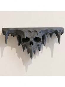 Melting Skull Floating Shelf, Wall Rack, 3D Printed Wall Hanging, Black Cool Style, Unique Design, Sturdy And Durable, Suitable For Home Wall Decoration, Applicable For Placing Various Items - A - View 5