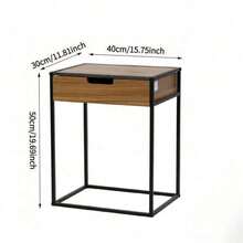 Minimalist Metal Bedside Table With Finish In Walnut Wood Grain And Drawers, 40*30*50cm. Economical Space With Large Storage Capacity, Suitable For Bedrooms And Living Rooms In Any Style. - Multi-color/1 Coffee Table/Color Random - View 4