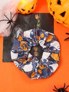Halloween Elastic Fabric Printed Large Scrunchie Hair Accessory - Multicolor - View 17