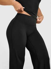 Women's Solid Color Yoga Long Loose Wide Leg Pants, Comfortable And Slimming, Suitable For Running, Fitness And Yoga, Versatile Sporty Style - Black - View 6
