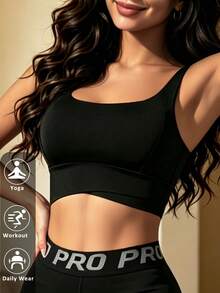 Yoga Tank Tops Breathable Sports Bra With Shockproof And Gathered Function Giving You A Beautiful Back Shape Workout Tank Gym Top - Black - View 5