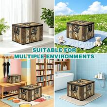 Multi-Size Options, American Vintage Print Foldable Storage Box With Zipper Handle, Upgraded Fabric Large Capacity Storage Bin, Suitable For Closet, Dorm, Underbed Storage, Organizing Clothes, Bedding, Miscellaneous Items, Home Moving Organization - Multi-color - View 7