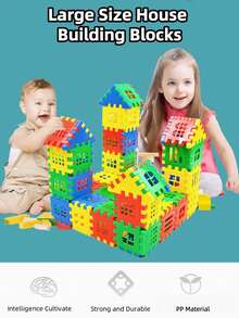 Large Size Colorful Interlocking Building Blocks Toy Set, PP Plastic Early Educational STEM Desktop Toy, New Year Christmas Gift For Toddlers, Stackable Interlocking Construction Building Blocks, Square Triangle Puzzle Bricks, 44/155pcs Bag, DIY Castle Model Toy, Suitable For Home School - Multicolor - View 3