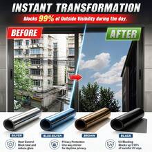 One Way Mirror Privacy Window Film Non Adhesive Static Cling UV Protection Heat Control Sun Block Anti Glare Removable For Home Office Glass Door - 1PC - View 1