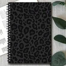 1pc Leopard Print Spiral Bound Notebook, Fashionable Black & Charcoal Leopard Pattern Design, Wild & Stationery, Ideal For Student Study Notes, Back To School Gift, Creative Planning And Daily To-Do Lists - Notebook - View 1