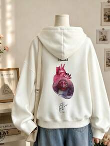 Women's Crew Neck Sweatshirt, Travel Hoodie With Pocket, Cotton T-Shirt, Basic Autumn-Winter Sweatshirt For Women - White - View 9