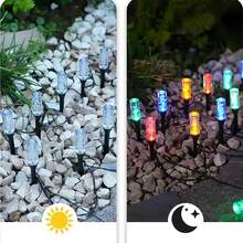 Cylindrical Cracked Glass Solar Ground Light, Dreamy Warm Color LED Lawn Light, Aesthetic Outdoor Decorative Light, Illuminating Garden Paths And Flowerbed Edges - Black - View 4