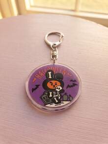 6pcs Cute Halloween Spooky Character Acrylic Keychains, Halloween Costume Pendant, Backpack And Car Key Accessories, Gift For K-Pop Fans, Gift For Friends, Halloween Exquisite Collection - Multicolor - View 7