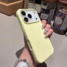 新款奢華防震親膚酒紅色手機殼，適用於 iPhone 18 Pro、17、16、15 Pro、14 Plus、13、12、11、17 Pro Max、Air、XR、XS Max、X/XS、7/8 Plus、7/8，防摔光滑保護殼，耐用設計，親膚材質，海軍藍，生日派對禮物 - 乳黃色 - 查看 5