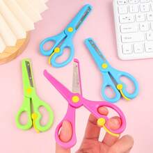 1pc Kids Craft Scissors, Straight Edge Blades With Protective Cover, Anti‑Pinch Hand Small Shears, Colorful Paper Cutting Scissors For Kindergarten Primary School DIY Art Stationery - Multiple Colors and Random Styles - View 9