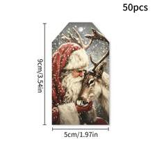 20/50pcs Paper Snow Reindeer Pattern Hanging Gift Tags, Christmas Decoration, Home Christmas Decor, Christmas Gifts, Winter Decoration, Indoor/Outdoor Decoration, Christmas Gift Wrapping Holiday Party Decor Supplies - A - View 14
