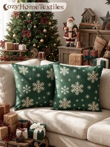1/2pcs Christmas Print Pillowcase, Pillow Cover (No Filling), Single-Sided Print, Multi-Purpose, Breathable, Anti-Pilling, Comfortable, Machine Washable, Suitable For Sofa And Car Pillows, Bedroom Decor, Autumn Home Decor - Multicolor - View 7