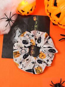 Halloween Elastic Fabric Printed Large Scrunchie Hair Accessory - Multicolor - View 9