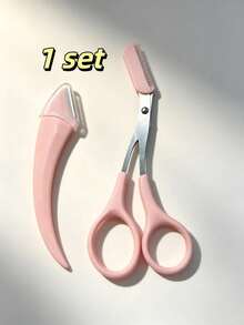 1 Set Pink Eyebrow Trimming Kit With Eyebrow Comb, Women's Professional Eyebrow Shaping Tool, Suitable For Daily Grooming, Travel, Hair Salon Use, Travel Essential, Back To School Gift, Perfect Gift For Women And Girls - Multicolor - View 9