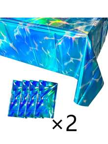 2/1pc Blue Ocean Theme Tablecloth - Decorated With Blue Ripples And Wave Patterns, Suitable For Various Occasions Including Birthday Parties, Beach Parties, Pool And Surfing Events, Weddings, Summer Gatherings, Graduation Parties, Theme Parties, Anniversary Celebrations, Etc. - One Size Fits All - View 10