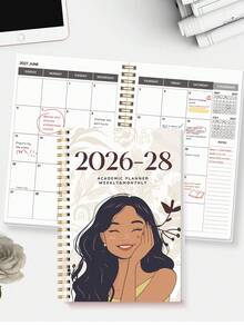 1本 2026-2027學年週/月計畫本，2026年1月至2027年12月，5.7" X 8"，A5月計畫本附筆記頁，防水封面，個人行程本，辦公與返校用品 - 多色+五色彩簽 - 查看 10