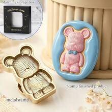 Knitted Texture Bear Wax Seal Stamp, Brass Embossed Stamp Head, Cute Knitted Bear Bowtie Pattern, Gift Packaging, Greeting Cards, Invitations, Scrapbooking, Letters, Envelopes, Handmade DIY (Handle Not Included / Wax Not Included / Ink Not Included) - Embroidered  Bear - View 8