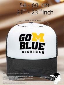 1pc Men Hats 'GoM Blue Michigan' Printing Men Hat, Adjustable Hats, Perfect For Travel, Mountain Climbing, Hiking, And Sun Protection - Multicolor - View 9