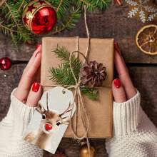 20/50pcs Paper Snow Reindeer Pattern Hanging Gift Tags, Christmas Decoration, Home Christmas Decor, Christmas Gifts, Winter Decoration, Indoor/Outdoor Decoration, Christmas Gift Wrapping Holiday Party Decor Supplies - A - View 6