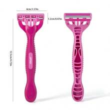6pcs/Pack Disposable Manual Razors For Men And Women, 3-Blade Shaving Razor, Hotel Travel Disposable Razor, Face Razor, Hair Removal, Shaver For Women - Pink - View 4