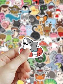 100pcs Cute Cartoon Animal Stickers, Watercolor Animal Stickers, Zoo Stickers, Decorative Stickers, Stationery Stickers, Waterproof Vinyl Stickers, Suitable For Water Bottles, Computers, Laptops, Phones, Suitcases, Notebooks, Refrigerators And More. - J - View 7